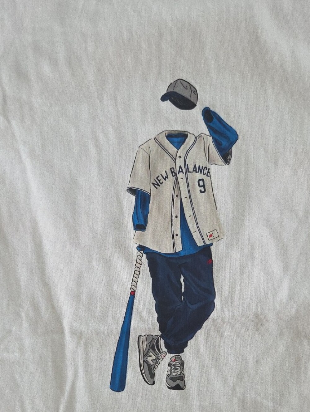 New Balance White Tee with Navy Baseball Graphic - Picture 3 of 3